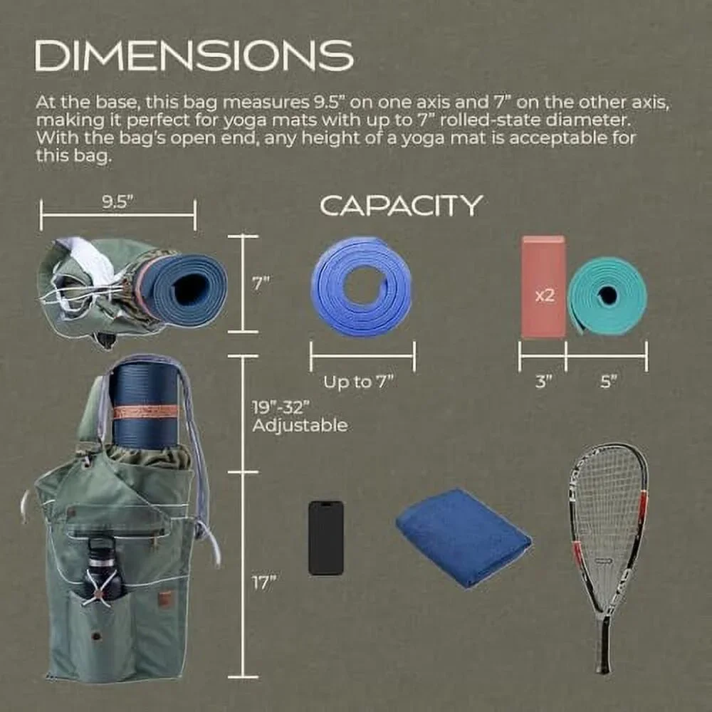 WRASCO Yoga Mat Bag for Women & Men, 𝐒𝐏𝐀𝐂𝐈𝐎𝐔𝐒 Canvas Fits Most Yoga Mats - Picture 2 of 5